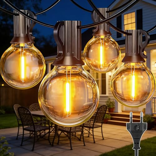 HeiPard Catena Luminosa Esterno, 13M Luci da Esterno Giardino con 20+2 G40 LED Lampadine, Bianco Caldo Impermeabile Luce Catena Luminosa Fila per Terrazze Balcone Patio Matrimoni Feste