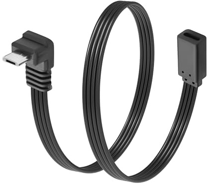 JSADZKJ Ultra-Flexible Micro USB to Type-C Short Cable,UP Angle Micro 5-Pin Female to USB-C Male Adapter Cable for Charging&Data Sync with Micro USB Devices for MP3 Players,Phone,Power Bank-20CM