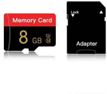 Micro Memory Card 8 GB with Adapter, C10/U1/UHS-I/A1 TransFlash Card, TF Card for Camera, Smartphone, Tablet, Drone (Red 8GB)