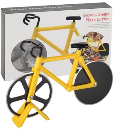 Fahrrad Pizzaschneider, Superscharfer Pizzaroller aus Edelstahl, Antihaftbeschichtet & rostfrei, Leicht zu schneiden und zu reinigen, Familien Pizzaroller, Küchenutensilien, Für große und kleine Pizza