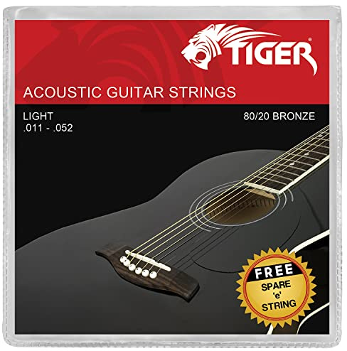 TIGER Akustische Gitarre Saiten – Super Light – Stahl Saiten für akustische Gitarre