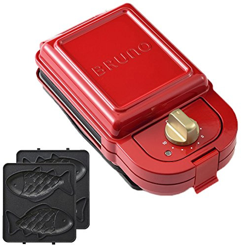 BRUNO Hot Sand Maker 【Japan Domestic genuine products】【Ships from JAPAN】 … (single+Fishy Plate set of 2, Red)
