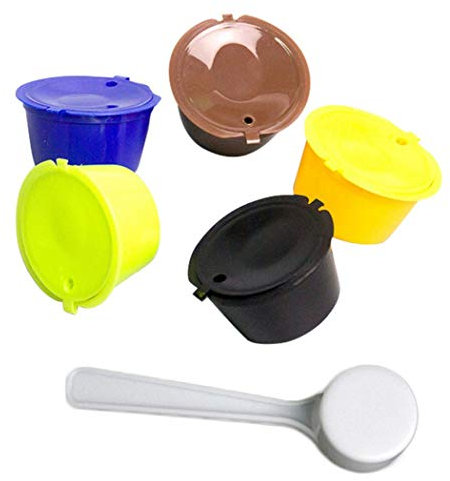 iSuperb 5 pcs Dolce Gusto Kaffeekapsel Kompatibel mit Nespresso Original-Maschinen Wiederverwendbare Nachfüllbare Kaffeekapseln aus Kunststoff Ersatz kapsel Plastic Coffee Capsules