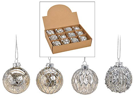 12 Weihnachtskugeln aus Glas – Ø 6 cm – Christbaumkugeln Set – Glaskugeln für Weihnachtsbaum – edle Tannenbaum Deko – klassisch, modern & elegant – Weihnachtsdeko Baumkugeln