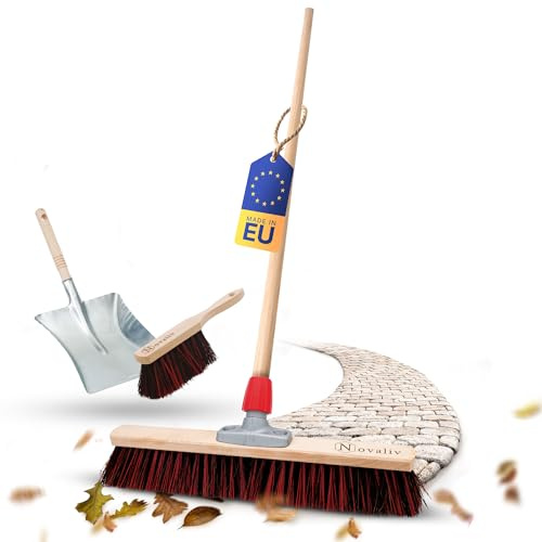 Novaliv Kehrgarnitur I Kehrbesen Arenga-Elaston 50 cm Hofbesen I Straßenbesen Industriebesen Gartenbesen