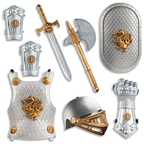 Dress Up America Ensemble D'armure De Chevalier Pour Enfants - Bouclier Et Casque Médiévaux - Déguisement De Chevalier Royal Pour Garçons