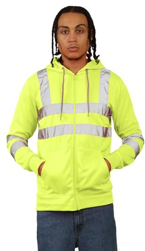 Hamishkane® Hi Vis Reflektierende Jacke Herren Sweatshirt Jacke Herren, Polyester-Elastan Arbeitsjacke Herren, Bauwesen Hoodie, Fleece Arbeitspullover