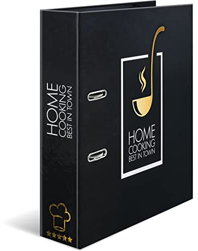 HERMA Recipe File for Own Recipes with Home Cooking Motif, A4, 70 mm Spine, with Gold Embellishments and 6-Piece Register, 1 Folder
