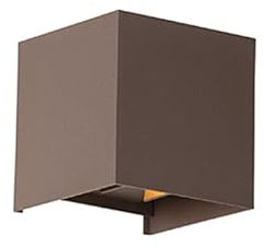 Qazqa Moderno Aplique de exterior marrón óxido con LED 2 luces IP54 - Edwin Aluminio Cubo Incluye LED Max. 1 x 6 Watt