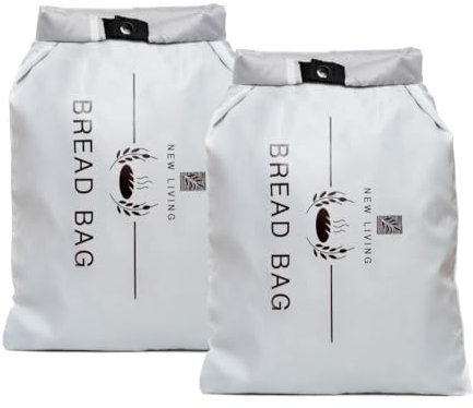 New Living Confezione da 2 sacchetti per il pane per congelatore, in poliestere riciclato senza BPA, mantiene il pane più a lungo, 40 x 27 cm (2)