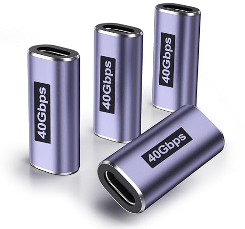 DuHeSin USB C Buchse auf Buchse Adapter (4 Stück) USBC Koppler mit 40 Gbit/s PD 100 W 8K 60 Hz Video kompatibel für Thunderbolt 4/3, MacBook Pro/Air, USB-C HUB und weitere Typ-C-Geräte