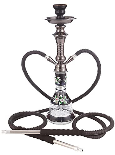 Wasserpfeifen Set mit Silikon Schlauchschale, Zange, Alles Zubehör, 43,2 Cm, Kleines Tragbares Shisha Hooka Komplettset, Legierungs Hooka, BPA-frei, Shisha für Anfänger, Geeignet für Party Oder Reisen