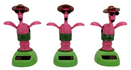 iSpchen 3 Stück Solar tanzende Figur niedliche Flamingo Solarfigur Schaukel Solarbetriebene Tanzfiguren Puppe Spielzeug Deko Figuren Armaturenbrett Ornamente Auto Innenraum Schreibtisch Dekoration
