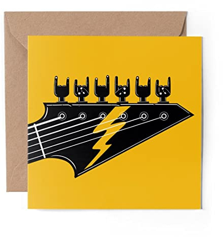 1 x Greeting Card Rock Band Electric Guitar Music - Blank Birthday Celebration Anniversary #12984