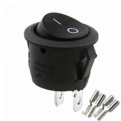 Kippschalter Wippschalter 2 polig rund, Rot Schwarz Weiß ON/OFF 6A/250V Kunststoff push Button Switch kfz | schwarz