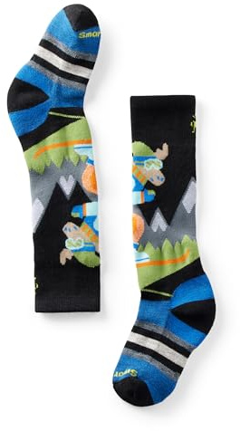 Smartwool Unisex Kids Wintersport Full Cushion Mountain Moose Pattern Over the Calf Socks (Toddler/Little Kid/Big Kid) Black Small