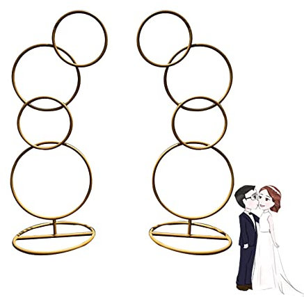 Runder Hochzeitsbogen, Gartenlaube aus Metall, Blumenbögen for den Außenbereich, Gitter aus Eisengitter for Kletterpflanzen | Hochzeit | Patio-Dekoration im Freien, einfache Montage ( Color : Gold )
