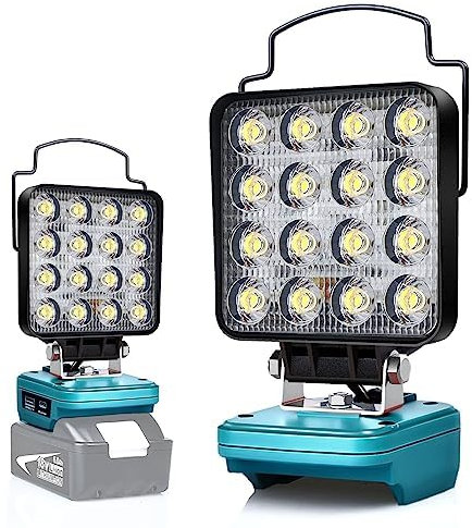 Edtran Akku Lampe Für Makita 18v, 48W Kabellose Led Arbeitsleuchte Akku, Hell Led Strahler Tragbares Flutlichter Baustellen Lampe,Akku Scheinwerfer mit Typ C und USB-Aufladung (NMTZFDTS4IN)