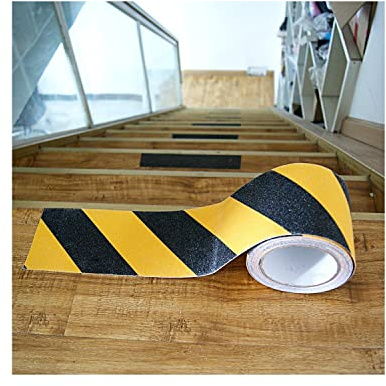 BigTron Antirutsch Klebeband 10cm x 10m Stark rutschfeste Tapes Warnklebeband, Antirutsch Streifen, Anti-Rutsch-Klebestreifen-Aufkleber (Schwarz und Gelb)