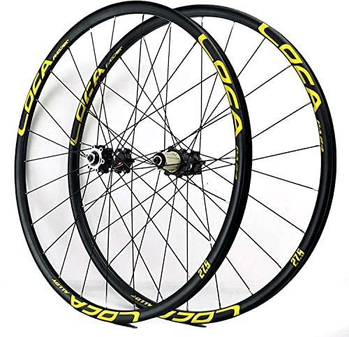 ZECHAO 26/27,5/27,5-Zoll-Fahrrad-Laufradsatz, doppelwandige MTB-Fahrradräder, Schnellspanner, Scheibenbremse, 24-Loch-Felgenkompatibilität, 8/9/10/11/12-fach Wheelset (Color : Gold, Size : 29inch)
