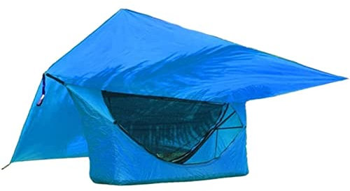 Hängematte Outdoor Camping Shelter Baumzelt mit Netz Hängemattenzelt Anti-Mücken-Hängezelt Stuhl Camping Outdoor-Möbel, Blau