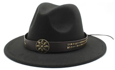 Chapeaux Fengyan chapeau haut de gamme de style britannique, nouveau chapeau de jazz, printemps et automne grand chapeau tibétain, chapeau de feutre de salle de bal de tir de mariage, schwarz., 56