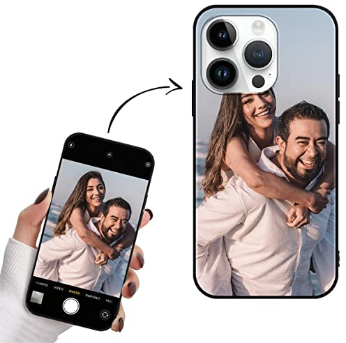 Yoedge Personalisierte Handyhülle für Apple iPhone 15 Pro Hülle Selbst Gestalten mit Eigenem Foto Bild Text Personalisiert Case Individuelle Geschenk Schutzhülle Schwarz Cover für iPhone 15 Pro 6,1
