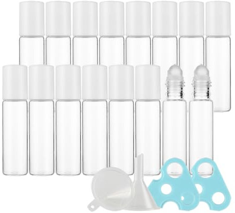 LusDoly 100 Pezzi Trasparente Bottiglia da 10 ml Roll On Vuoto Oli Essenziali Bottiglie in Vetro, Bottiglie Flaconcini Vuoti Per Oli Essenziali, Profumi, Liquidi