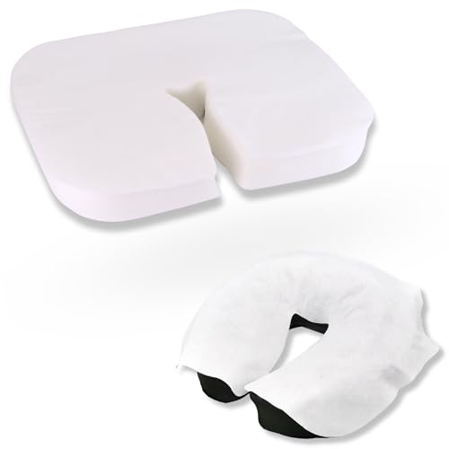 Einwegauflage für Kopfteil I 100x Weiß I Nasenschlitztücher Massageliege I Massageauflage I Piercing Kissen Bezug I Massage Kopfstütze Bett I Wellness Zubehör I Kosmetik Kissen I Face Mats