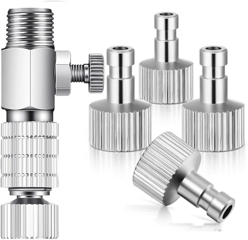 Airbrush Quick Release Coupling Disconnect Adapter Kit 1/8 for Badger airbrush with 5 Male Fitting Adjustment Control Valve Airbrush Accessories for Air Compressor