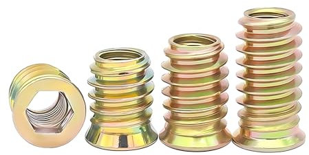 Qrity 20 Pezzi Dado Esagonale Inserti, Inserti Filettati, M4x10mm Manicotti Filettati, Inserto in Legno per Dadi, per Mobili in Legno