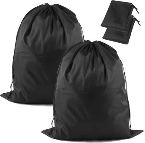 2 Stück Wäschesack Reise,Schmutzwäsche Wäschesammler,Groß Laundry Bag | Wasserdicht Faltbarer mit Kordelzug für Schlafsaal und Reisen Wäscheraum 50 x 60 CM (Schwarz)