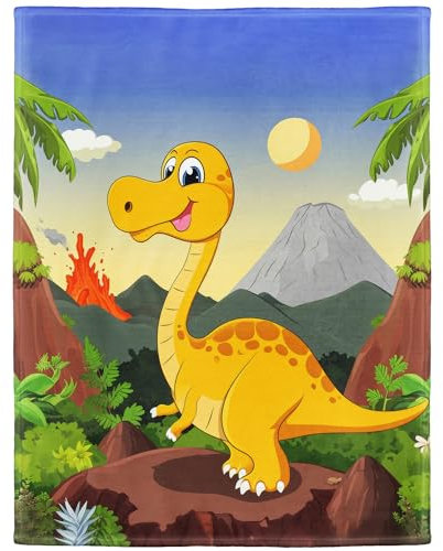 YISUMEI Cartoon Dinosaurier Kuscheldecke, Super Weiche Warme Fleece Decke für Kinder, 135 x 200 cm