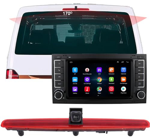 GPS Navigationsgerät für Auto PKW KFZ LKW,7 Zoll GPS Navigation+Top Mount 3. Bremsleuchte Rückfahrkamera Ersatz für VW T5 Bus Transporter Caravelle Business