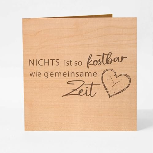 Original Holzgrusskarte – Nichts ist so kostbar wie gemeinsame Zeit – einzigartige Grußkarte, Karte Liebe, Jahrestag, Geburtstag Karte, Hochzeitstag, Jahrestag, Geschenke für Frauen