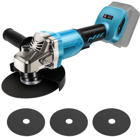 Smerigliatrice angolare senza fili compatibile con batteria Makita da 18 V, smerigliatrice angolare senza spazzole da 125 mm con 3 mole e manico ausiliario per taglio, rettifica, lucidatura (senza