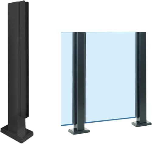 Barre de fixation de clôture en verre Pince de poteau de garde-corps en verre noir for piscine/terrasse/clôture extérieure, poteau de garde-corps de balcon en acier inoxydable(End Post,105cm/41.3 in)