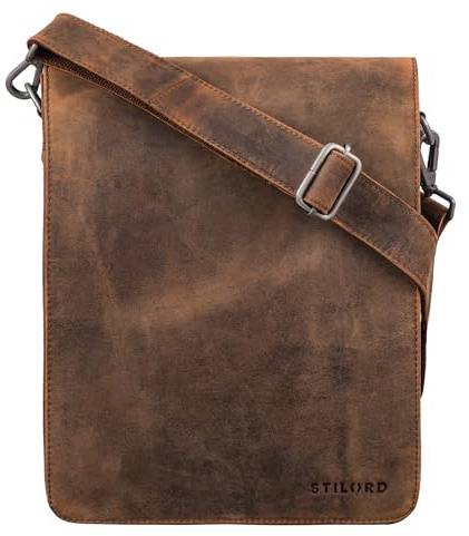 STILORD Oxford Vintage Umhängetasche Leder Herren für 13 Zoll Tablet MacBooks und iPad Schultertasche Herrentasche Messenger Bag Echtleder DIN A4 Farbe:eichen - braun