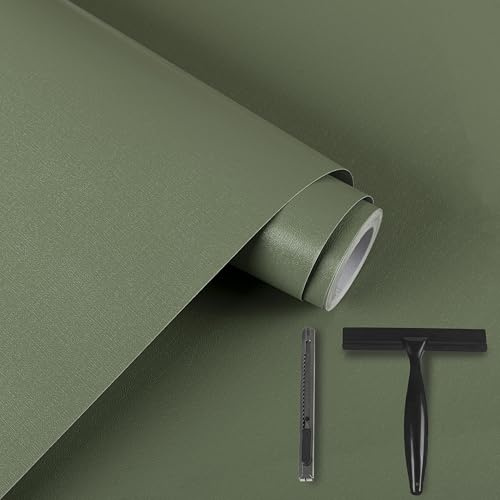 Alened Klebefolie Möbel Grün Möbelfolie Selbstklebende Inklusive Toolkit | 60x500cm Matt Wasserfest Folie für Möbel Dekoration Wand, Küche Arbeitsplatte, Küchenschrank Dekorativ für Küchenmöbel