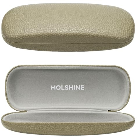 molshine Brillenetui aus Hartschalen Leder,tragbares Brillentasche für Frauen,Männer,Mädchen,Reisen,Studium,Arbeit