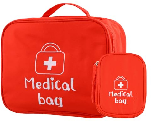 xianynow Kit Pronto Soccorso da Viaggio, 2 Pezzi Borsa Impermeabile Cassetta Pronto Soccorso Vuota, Alta Capacità Porta Medicine, Borsa Medica Portatile per Casa, Ufficio, Viaggio, Outdoor (Rosso)