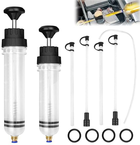 NCOALE 2 Stück Ölspritze, Absaugpumpe Öl 500ML Ölabsaugpumpe Auto 200ML Ölabsaugspritze mit Schlauch & Verlängerungen für Bremsflüssigkeit Kühlflüssigkeit Getriebeöle(500ml+200ml)
