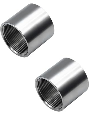 YOGAZEN 304 Edelstahl gerade Steckverbinder, 1/2 Buchse auf 1/2 Buchse Rohrverschraubungen, 2 x Innengewinde Verbindungsstück, Doppelmuffe G1/2 Duschschlauch, Doppelmuffe Fittings für Rohranschluss