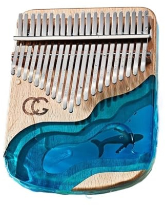 Erwachsene Kalimba Harz Kalimba Aus Buchenholz 21 Tasten Tragbare Leicht Zu Lernen Whale Kran(Whales)