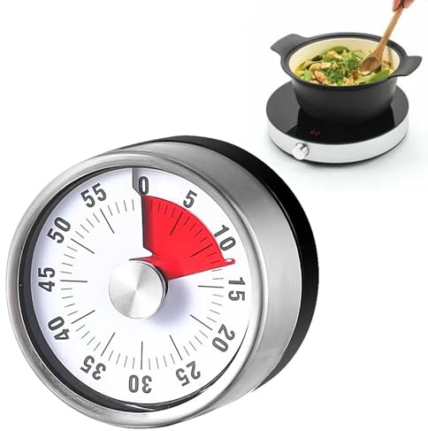 Kurzzeitmesser Küchentimer,Kurzzeitwecker Mechanisch Aus Edelstahl,Mechanischer Und Magnetischer Timer Zum Aufdrehen,Timer Ohne Batterie,Für Küche,Büro,Klassenzimmer,Lauter Alarm,Einfach Ablesbar