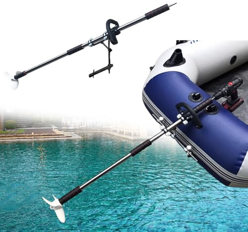 Aussenborder Elektromotor Kajakbohrmaschine, Außenbordpropeller, Handstrahlruder, Akku-Bohrschrauber-Trolling-Motor mit Montagesatz, 100/125 cm Aluminium-Bootsmotor(With Kayak Stand,L-100cm(39 3/8))