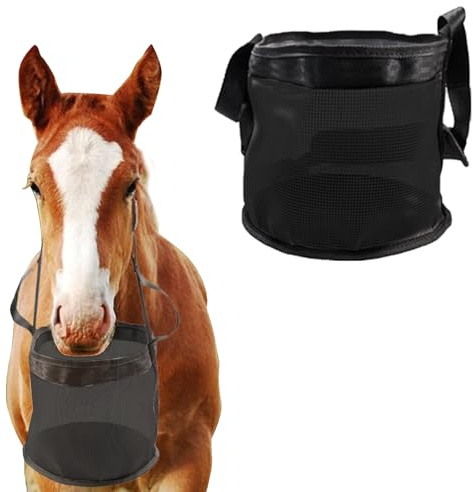 Futterbeutel, Pferdeheu Futterbeutel Slow Feeder, Langlebiges Pferdeheu Futter aus Polyester-Netz, langsamer Futterbeutel für mit verstellbaren Trägern