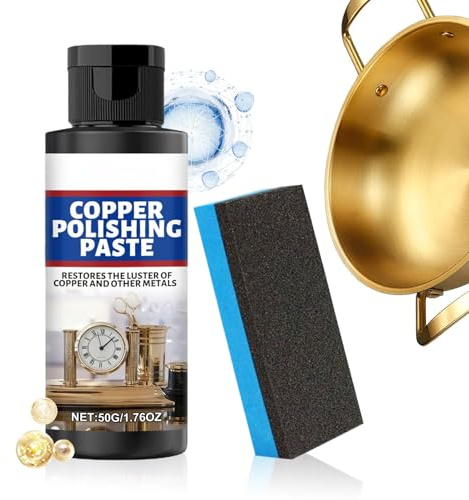 Tuxuseo Copper Cleaner | 50 g Gentle Cleaner with Bronze Polish Tarnish Remover Paste - For Silver Bronze Cookware Sink Jewellery Coin Kitchen Instrument Furniture