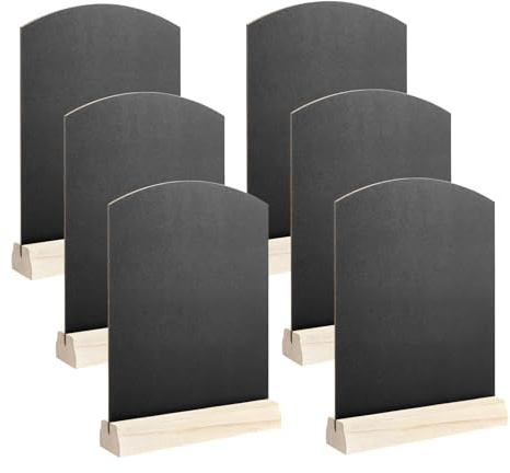 6 Pack A5 Blackboard, 21x15cm Black Chalk Menu Board Small Display Boards Chalkboard Signs with Stands for Weddings Birthday Parties