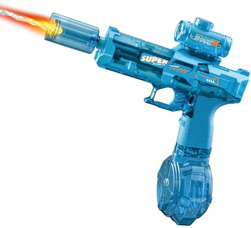UROINT Electric Water Gun for Adults Kids, Automatic WaterGun with Led Light, Long Range Transparent Electric Squirt Gun Blaster Summer Outdoor Pool Party Toys Gifts for Boys Girls (Pistol Blue)